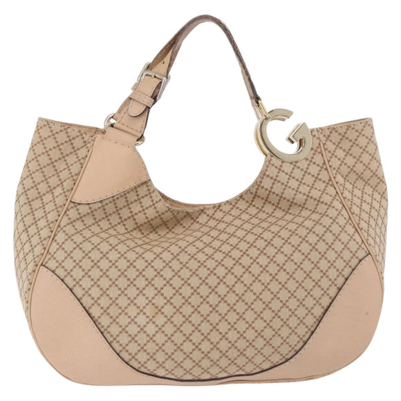 GUCCI GG Canvas Diamante Charlotte Shoulder Bag Beige Gold 203504 Auth 196294