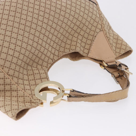 GUCCI GG Canvas Diamante Charlotte Shoulder Bag Beige Gold 203504 Auth 196294