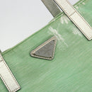 PRADA Tote Bag Canvas Green Silver Auth 196296A-17