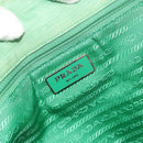 PRADA Tote Bag Canvas Green Silver Auth 196296A-18