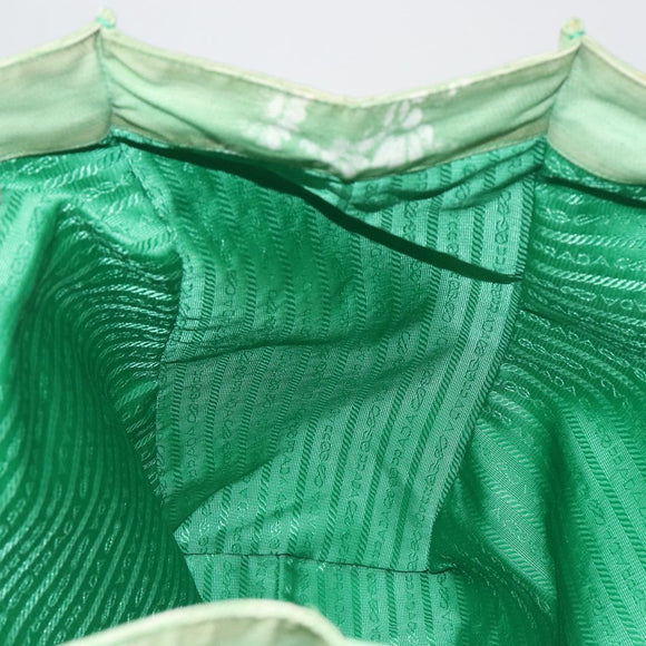 PRADA Tote Bag Canvas Green Silver Auth 196296A
