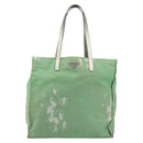 PRADA Tote Bag Canvas Green Silver Auth 196296A-13