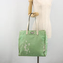 PRADA Tote Bag Canvas Green Silver Auth 196296A-23