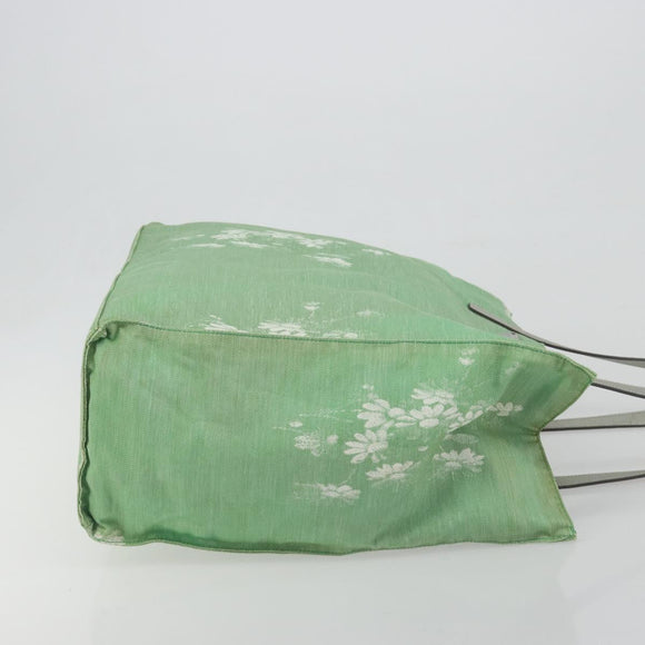 PRADA Tote Bag Canvas Green Silver Auth 196296A