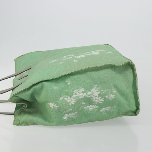 PRADA Tote Bag Canvas Green Silver Auth 196296A