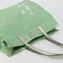 PRADA Tote Bag Canvas Green Silver Auth 196296A-6