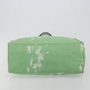 PRADA Tote Bag Canvas Green Silver Auth 196296A-5