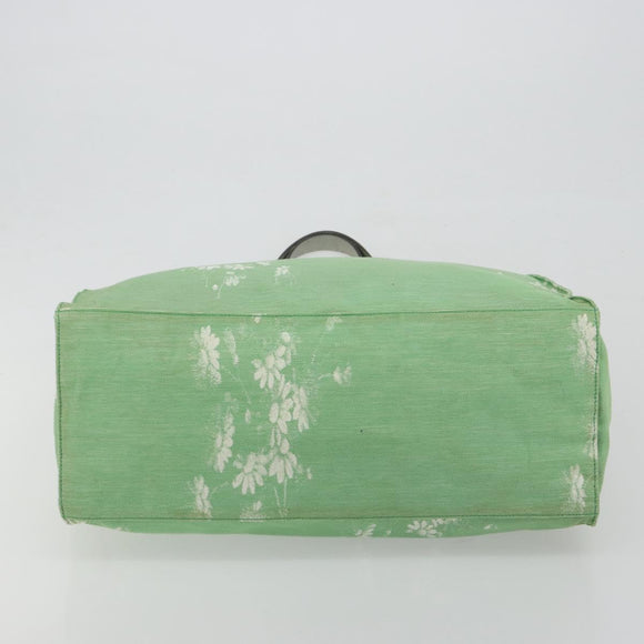 PRADA Tote Bag Canvas Green Silver Auth 196296A