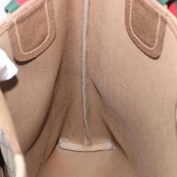 GUCCI GG Supreme Web Sherry Line Tote Bag PVC Beige 39 02 003 Auth 196297