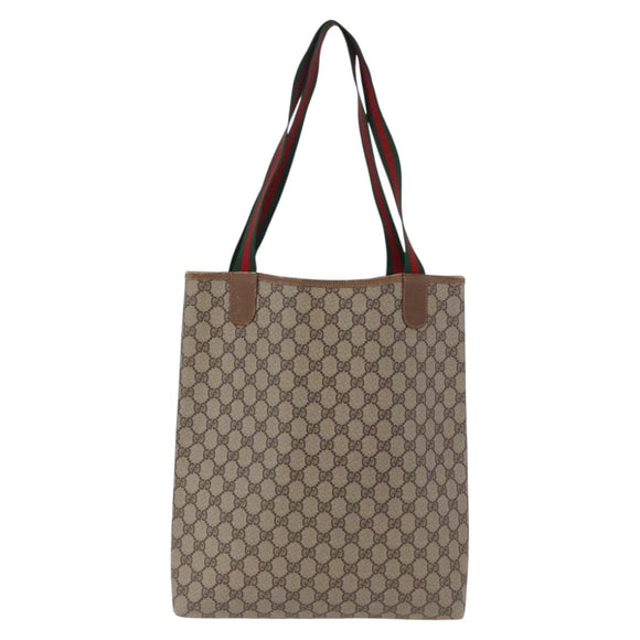 GUCCI GG Supreme Web Sherry Line Tote Bag PVC Beige 39 02 003 Auth 196297