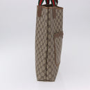 GUCCI GG Supreme Web Sherry Line Tote Bag PVC Beige 39 02 003 Auth 196297-4