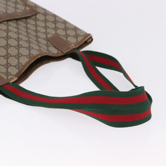 GUCCI GG Supreme Web Sherry Line Tote Bag PVC Beige 39 02 003 Auth 196297