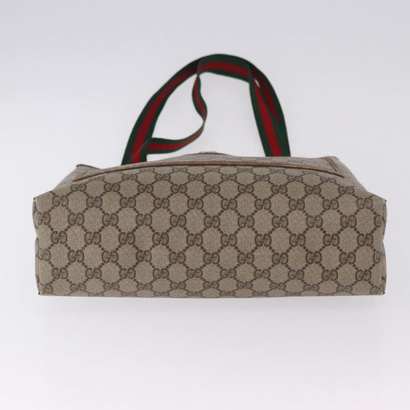 GUCCI GG Supreme Web Sherry Line Tote Bag PVC Beige 39 02 003 Auth 196297