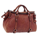 Miu Miu Hand Bag Leather Red Silver Auth 196298-1
