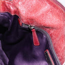 Miu Miu Hand Bag Leather Red Silver Auth 196298-21