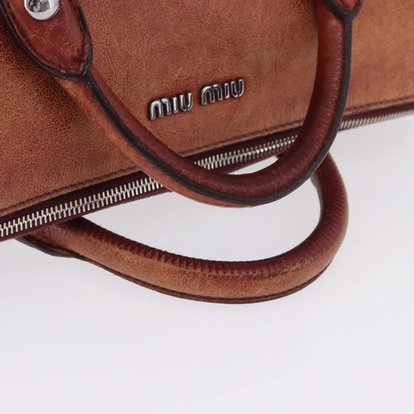 Miu Miu Hand Bag Leather Red Silver Auth 196298
