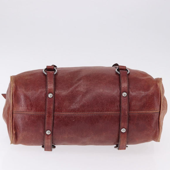 Miu Miu Hand Bag Leather Red Silver Auth 196298