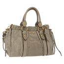 Miu Miu Matelasse Hand Bag Leather 2way Beige Gold Auth 196299A-1