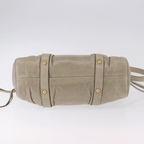Miu Miu Matelasse Hand Bag Leather 2way Beige Gold Auth 196299A