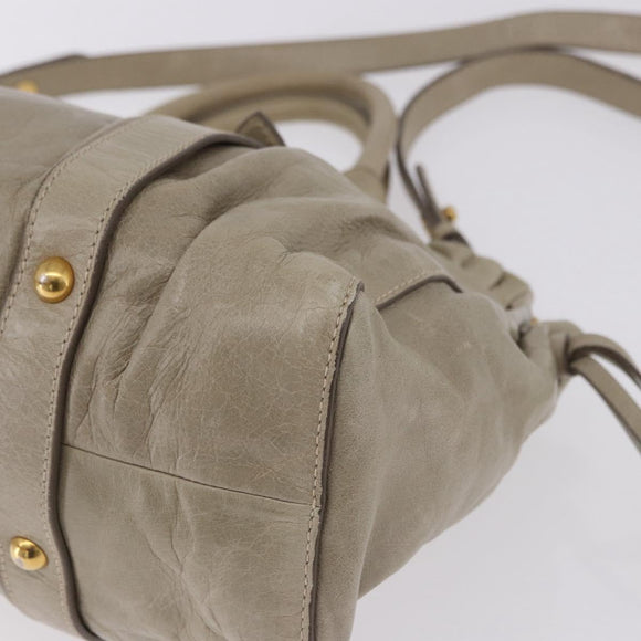 Miu Miu Matelasse Hand Bag Leather 2way Beige Gold Auth 196299A