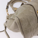 Miu Miu Matelasse Hand Bag Leather 2way Beige Gold Auth 196299A-15