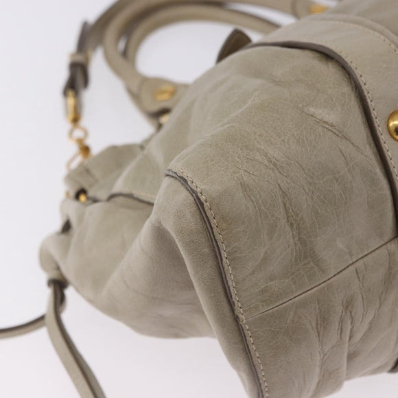Miu Miu Matelasse Hand Bag Leather 2way Beige Gold Auth 196299A