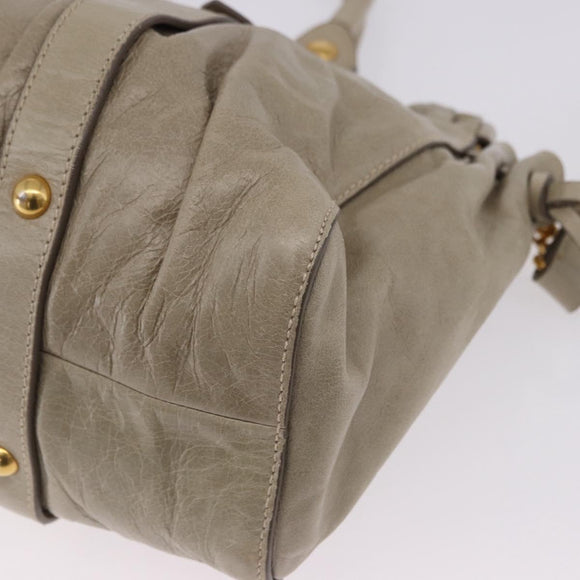 Miu Miu Matelasse Hand Bag Leather 2way Beige Gold Auth 196299A