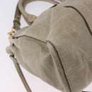 Miu Miu Matelasse Hand Bag Leather 2way Beige Gold Auth 196299A-17