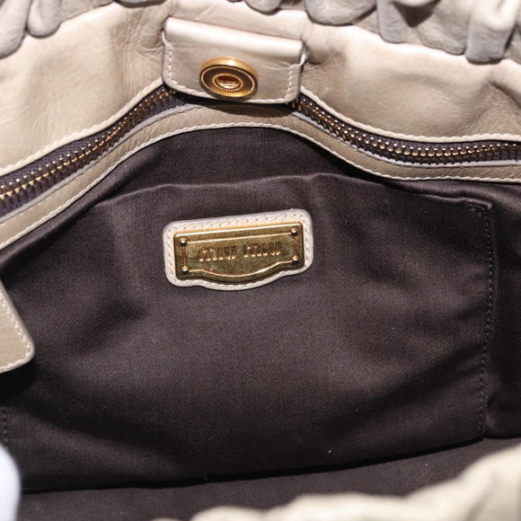 Miu Miu Matelasse Hand Bag Leather 2way Beige Gold Auth 196299A