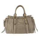 Miu Miu Matelasse Hand Bag Leather 2way Beige Gold Auth 196299A-13