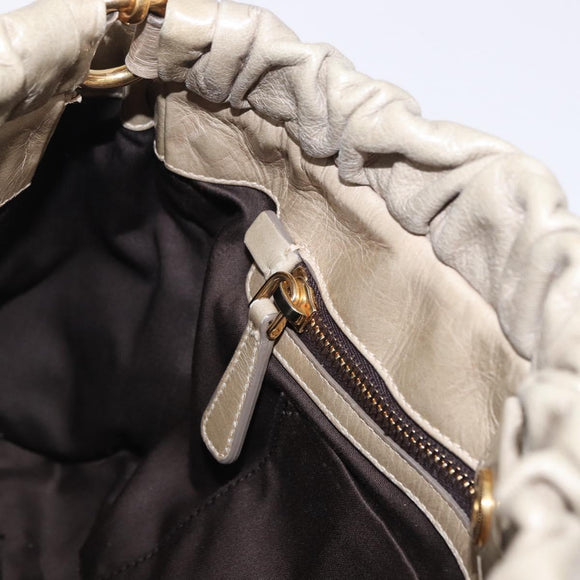 Miu Miu Matelasse Hand Bag Leather 2way Beige Gold Auth 196299A
