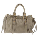 Miu Miu Matelasse Hand Bag Leather 2way Beige Gold Auth 196299A-2