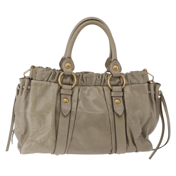 Miu Miu Matelasse Hand Bag Leather 2way Beige Gold Auth 196299A