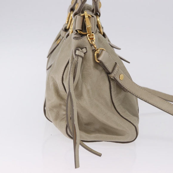 Miu Miu Matelasse Hand Bag Leather 2way Beige Gold Auth 196299A