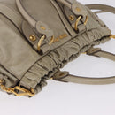 Miu Miu Matelasse Hand Bag Leather 2way Beige Gold Auth 196299A-6