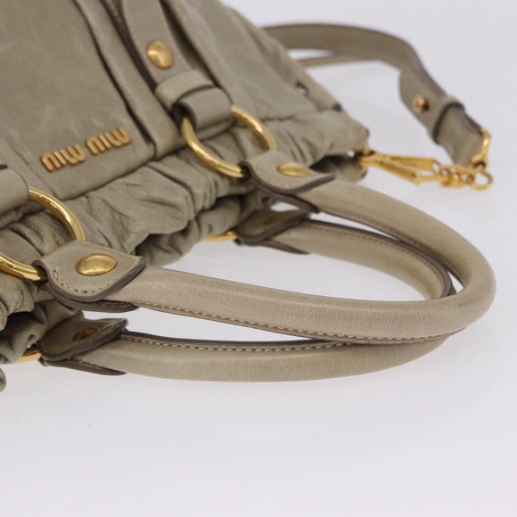 Miu Miu Matelasse Hand Bag Leather 2way Beige Gold Auth 196299A