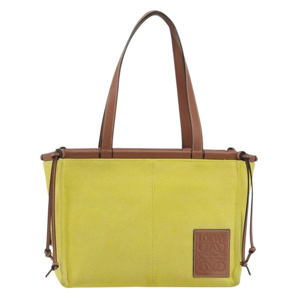 LOEWE Cushion Tote Small Tote Bag Canvas Yellow Auth 196303A
