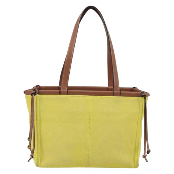 LOEWE Cushion Tote Small Tote Bag Canvas Yellow Auth 196303A
