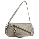 Salvatore Ferragamo Gancini Shoulder Bag Leather Silver Gold Auth 196304A-1