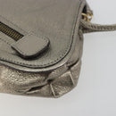 Salvatore Ferragamo Gancini Shoulder Bag Leather Silver Gold Auth 196304A-10