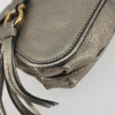 Salvatore Ferragamo Gancini Shoulder Bag Leather Silver Gold Auth 196304A-11