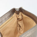 Salvatore Ferragamo Gancini Shoulder Bag Leather Silver Gold Auth 196304A-19