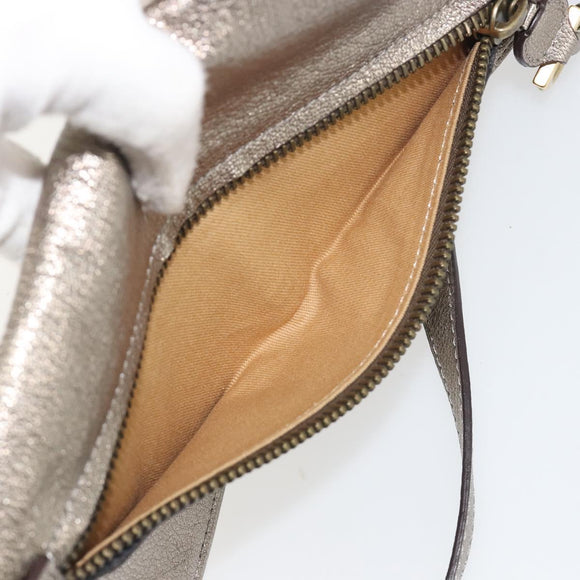 Salvatore Ferragamo Gancini Shoulder Bag Leather Silver Gold Auth 196304A