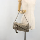 Salvatore Ferragamo Gancini Shoulder Bag Leather Silver Gold Auth 196304A-24