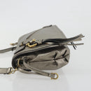 Salvatore Ferragamo Gancini Shoulder Bag Leather Silver Gold Auth 196304A-5