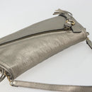 Salvatore Ferragamo Gancini Shoulder Bag Leather Silver Gold Auth 196304A-6