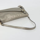 Salvatore Ferragamo Gancini Shoulder Bag Leather Silver Gold Auth 196304A-7