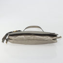 Salvatore Ferragamo Gancini Shoulder Bag Leather Silver Gold Auth 196304A-9