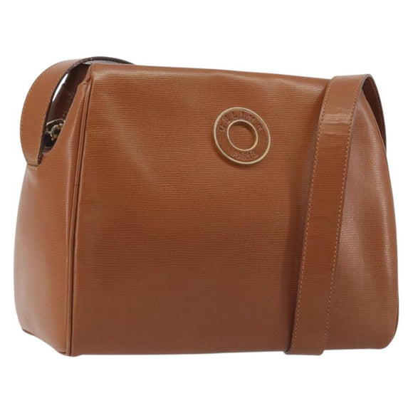 CELINE Circle Shoulder Bag Leather Brown Gold Auth 196309
