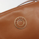 CELINE Circle Shoulder Bag Leather Brown Gold Auth 196309-17